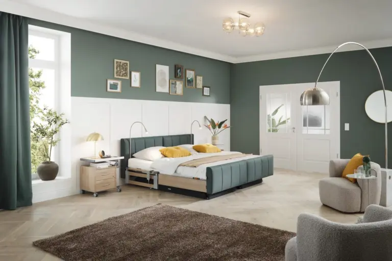 Grünes Libra Deluxe Partnerbett in einem wohnlichen Schlafzimmer